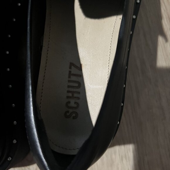 NWT Schutz Black Leather Christie Studded Loafers Size 5B chunky sole NEW - Picture 9 of 10